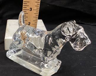 1930 HEISEY CRYSTAL SCOTTISH TERRIER GLASS FIGURINE, 3in H