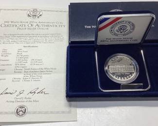 1992 White House Anniversary silver coin Ltd. Edition U.S. 90.0 silver coin West Point mint