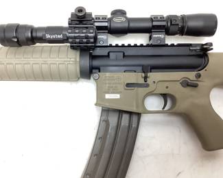 GWACS ARMORY MODEL CAV-15 MKII 5.56cal RIFLE WITH WEAVER SCOPE, SKYSTED FLASHLIGHT, 3 MAGAZINES & DRUM MAGAZINE