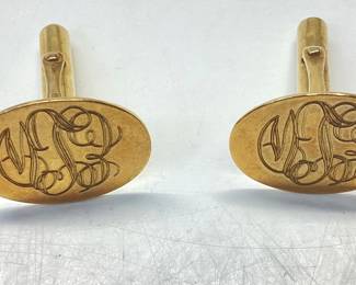 10k GOLD CUFF LINKS Engraved 7.81 grams