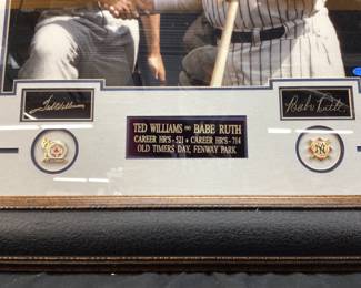 TED WILLIAMS #9 BOSTON RED SOX & BABE RUTH #3 NY YANKEES AUTOGRAPHED COMMEMORATIVE PHOTOGRAPH NO SHIPPING PICKUP ONLY