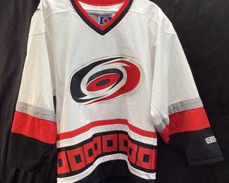 EARLY 2000s NHL CAROLINA HURRICANES AUTOGRAPHED JERSEY, GLEN WESLEY, JOSEPH VESICEK, BRET HEDICAN AND MORE
