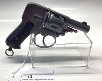 French Velo Dog Revolver 32 auto This early 20 century french revovler was designed as a defensive weapon for french cyclists. All guns, pistols, rifles and shotguns are subject to FFL firearms regulations