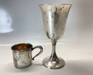 STERLING SILVER GORHAM GOBLET #272 WITH A BABY CUP BY WEB SILVER STERLING #513 232.67 GRAMS