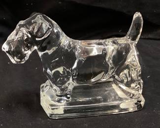 1930 HEISEY CRYSTAL SCOTTISH TERRIER GLASS FIGURINE, 3in H