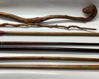  7 VINTAGE WALKING CANES Handcrafted, hickory chair mfg co. Costa Rica