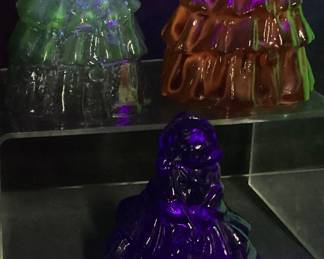 3 VTG. BOYDS APRICOT CADMIUM GLASS LOUISE DOLL FIGURINES