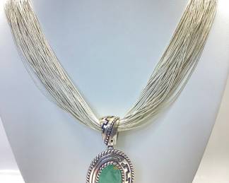 VTG. RELIOS CAROLYN POLLACK LIQUID STERLING SILVER AND TURQUOISE PENDANT NECKLACE 93.87 grams