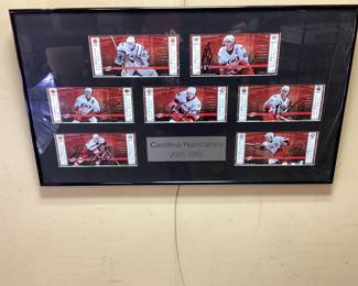 AUTOGRAPHED 2001-2002 CAROLINA HURRICANES NHL LUXURY SUITE TICKETS FRAMED MEMORABILIA COLLECTION, ARTURS IRBE, SAMI KAPANEN, DAVID TANABE, GLEN WESLEY, RON FRANCIS, JEFF Oâ€™NEIL, ROD BRINDâ€™AMOUR NO SHIPPING PICKUP ONLY
