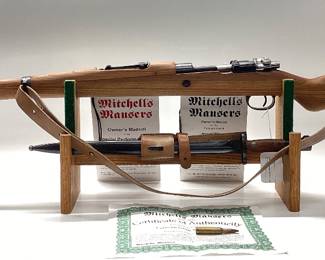 Mitchell's Mauser M48 8mm with bayonet Mitchell's Mauser 2002 is a collectors grade M48 version of the 98K built during the 1940's. It included collectors grade bayonet and cleaning kit. All guns, pistols, rifles and shotguns are subject to FFL firearms regulations