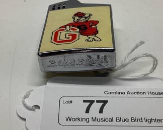  Working Musical Blue Bird lighter. UGA Bulldogs Vtg. Georgia Bulldogs lighter that plays Glory, Glory fight song. Made in Japan