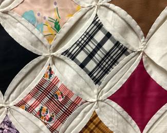 VINTAGE CATHEDRAL WINDOW QUILT HAND STITCHED 63x80