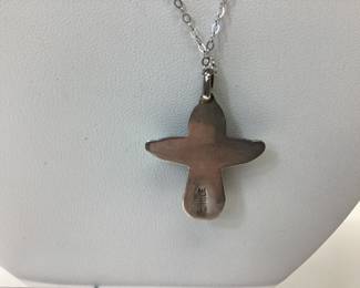 VTG.CAROLYN POLLACK TIGER EYE MALTESE CROSS PENDANT/BROOCH AND VTG. NEPALESE STERLING SILVER CORAL AND TURQUOISE PENDANT ON A NECKLACE 36.13 grams