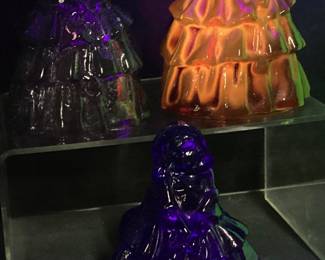 3 VTG. BOYDS APRICOT CADMIUM GLASS LOUISE DOLL FIGURINES