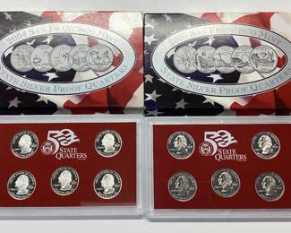 2 Silver state quarter proof sets. 10 coins 2003, 2004 State quarters San Francisco mint U.S. 90.0 silver coin