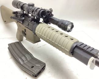 GWACS ARMORY MODEL CAV-15 MKII 5.56cal RIFLE WITH WEAVER SCOPE, SKYSTED FLASHLIGHT, 3 MAGAZINES & DRUM MAGAZINE