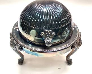 VTG ROGER SILVER PLATE SERVING SET Includes an antique roll top butter or caviar dish