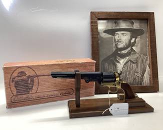 Cabela Pietta 1851 Navy 44.cal percussion Italian made pistol REB44 1851 Confederate Navy Replica in 44.cal black powder with original box. It includes picture of the iconic Clint Eastwood.