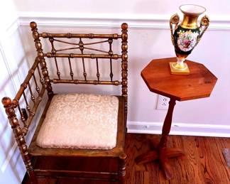 Antique Victorian Corner Chair  Vintage Vase