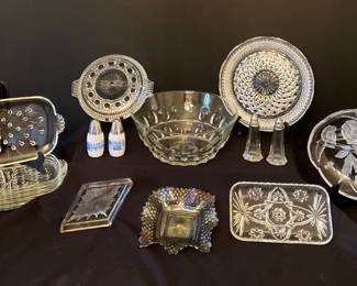 Collection Of Various Pressed Glass Pieces