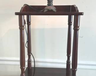 Wooden Side Table  Tulip Lamp