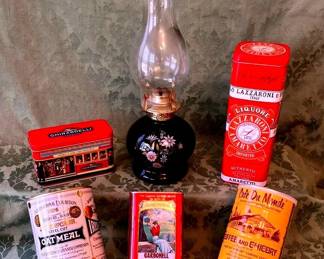 OIL LAMP  VINTAGE TINS
