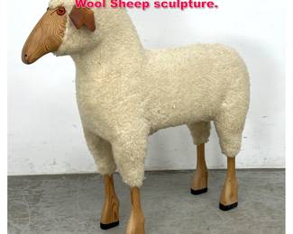 Lot 184 Hanns Peter Krafft Meier Wood and Wool Sheep sculpture. 