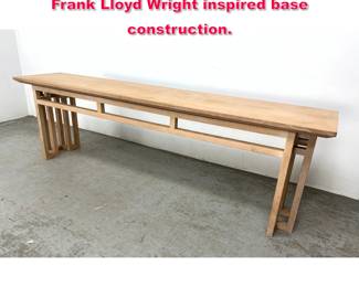 Lot 332 Long Sofa Console Table inspired Frank Lloyd Wright inspired base construction.