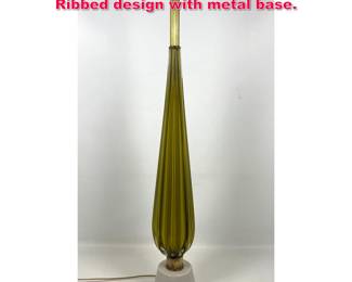Lot 17 Tall Murano Art Glass Table Lamp. Ribbed design with metal base. 