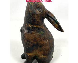 Lot 66 Japanese moon gazing hare rabbit Sculpture. Iron. 