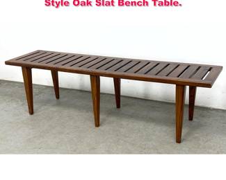 Lot 392 Mid Century Modern Hans Wegner Style Oak Slat Bench Table. 