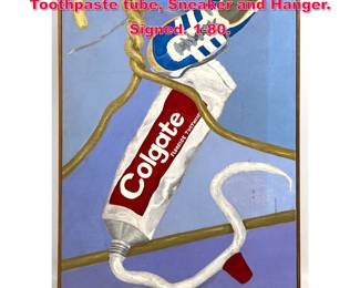 Lot 447 W HARPER Modern Painting. Toothpaste tube, Sneaker and Hanger. Signed. 180. 