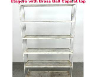 Lot 199 Maurizio Tempestini Style Wrought Etagere with Brass Ball Caps at top