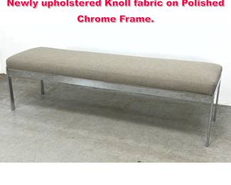 Lot 186 Barcelona style vintage bench. Newly upholstered Knoll fabric on Polished Chrome Frame. 