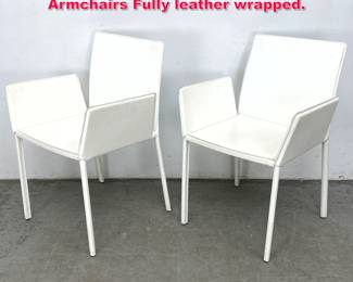 Lot 279 Pair Italian Modern Minimalist Armchairs Fully leather wrapped. 