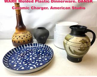 Lot 500 MCM Design Lot. White HELLER WARE Molded Plastic Dinnerware. DANSK Ceramic Charger. American Studio 