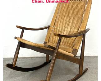 Lot 177 Hans Wegner Style Rope Rocking Chair. Unmarked. 