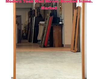 Lot 132 VILDBJERG MOBELFABRIK Danish Modern Teak Wall Mirror. Beveled frame. Marked