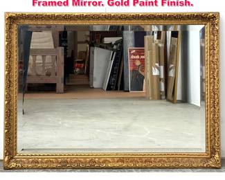 Lot 377 Large Rectangular Decorative Framed Mirror. Gold Paint Finish.