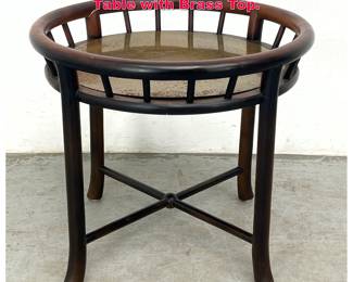 Lot 110 Asian Style Round Accent Butlers Table with Brass Top. 