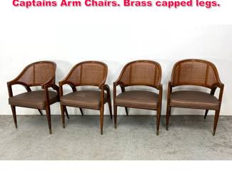 Lot 193 Edward Wormley Dunbar Style Captains Arm Chairs. Brass capped legs. 