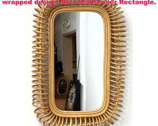 Lot 446 Rattan Wicker Wall Mirrors. Loop wrapped design. Rounded Corner Rectangle.