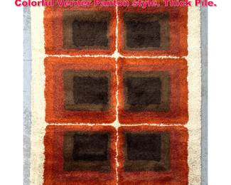 Lot 300 5 X 7 Skandia Shag carpet rug. Colorful Verner Panton style. Thick Pile. 