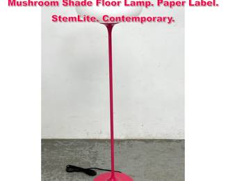 Lot 111 DESIGNLINE Hot Pink Base Glass Mushroom Shade Floor Lamp. Paper Label. StemLite. Contemporary.