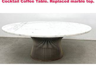 Lot 129 WARREN PLATNER Metal Rod Frame Cocktail Coffee Table. Replaced marble top. 