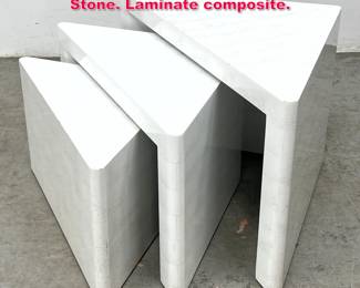Lot 80 Set of 3 Nesting Corner Tables. Faux Stone. Laminate composite. 