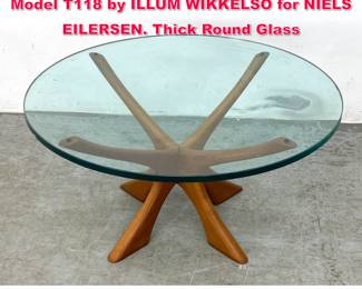 Lot 334 Danish Modern Teak Coffee Table. Model T118 by ILLUM WIKKELSO for NIELS EILERSEN. Thick Round Glass 
