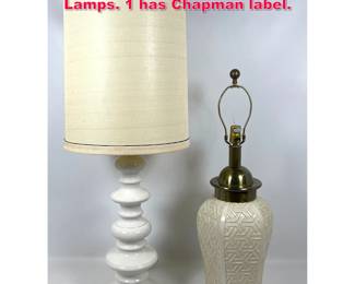 Lot 374 2pcs Mid Century Modern Table Lamps. 1 has Chapman label. 