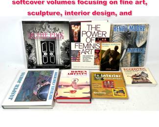 Lot 508 8pc assortment hardcover and softcover volumes focusing on fine art, sculpture, interior design, and