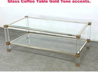 Lot 218 Pierre Vandel, Paris Lucite and Glass Coffee Table Gold Tone accents. 